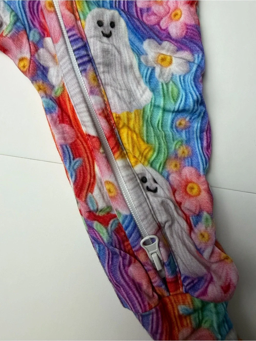 Velveteen by Bunny Knots Ghost Floral Sleeper Bamboo Romper 3-6M Halloween